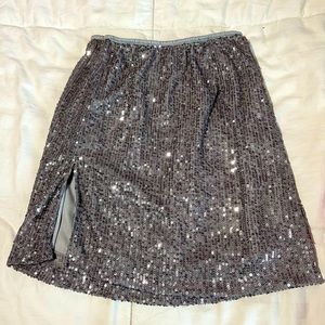 MOTEL Silver Sequin Skirt